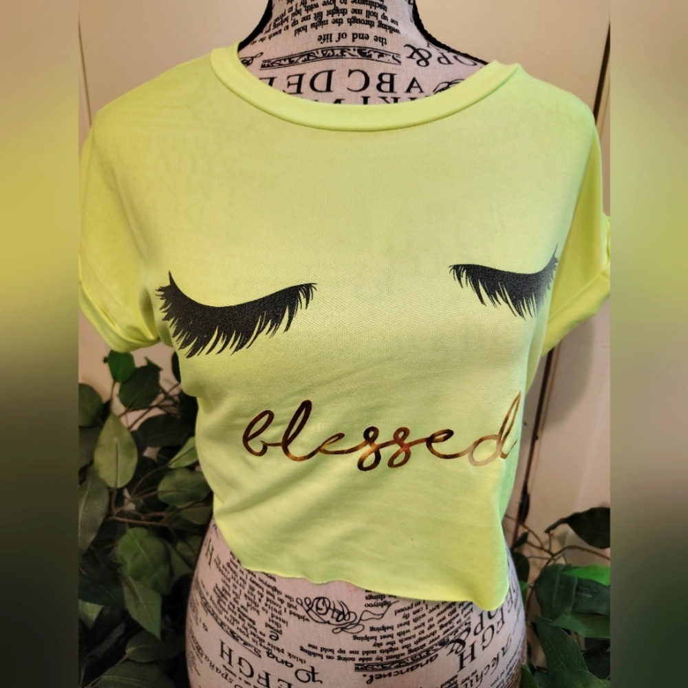 Neon Green Graphic Crop Top